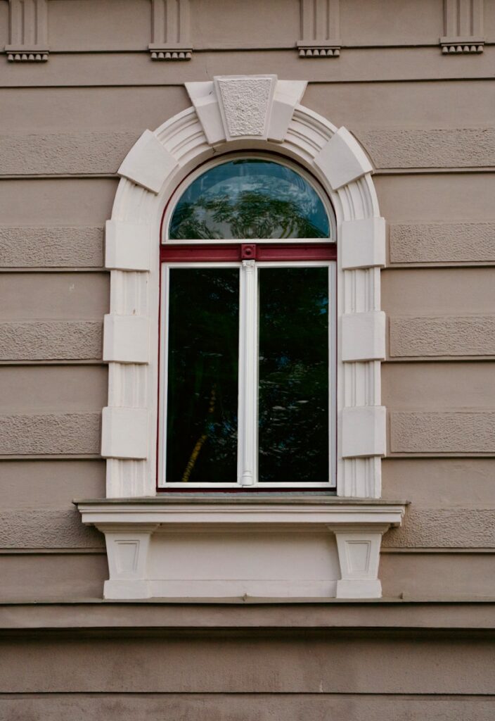 A window on the side of a building