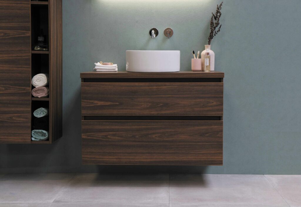 brown wooden 3 layer drawer