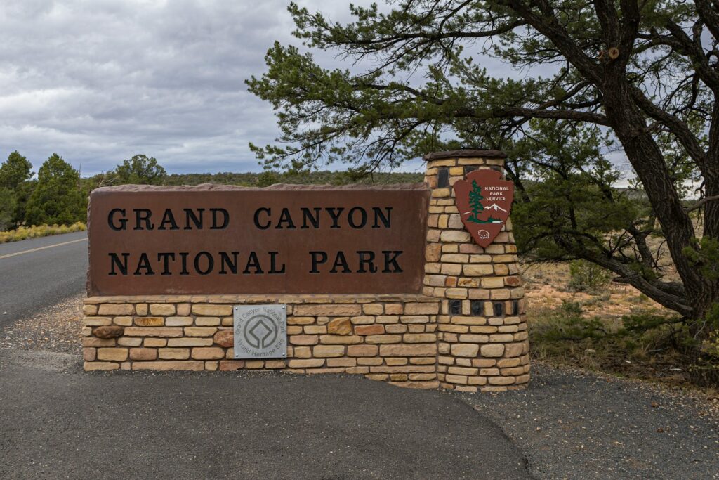a sign for the grand canyon national park
