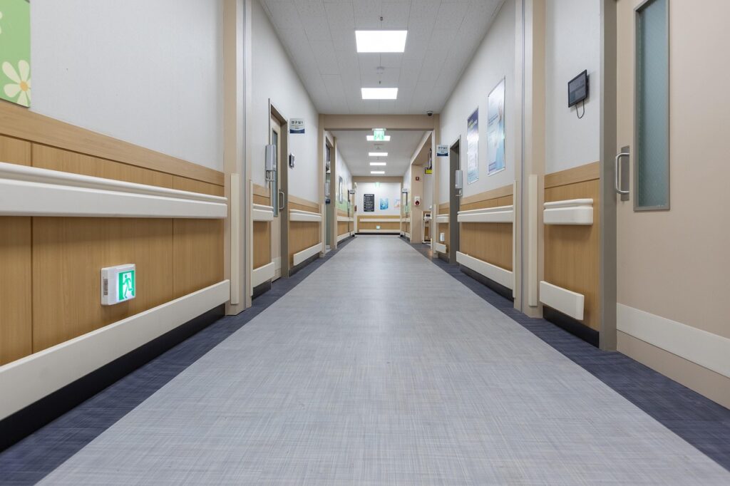 hallway, hospital, clean, rooms, doors, hall, medical, health, interior, building, hospital facility, hospital, hospital, hospital, hospital, hospital